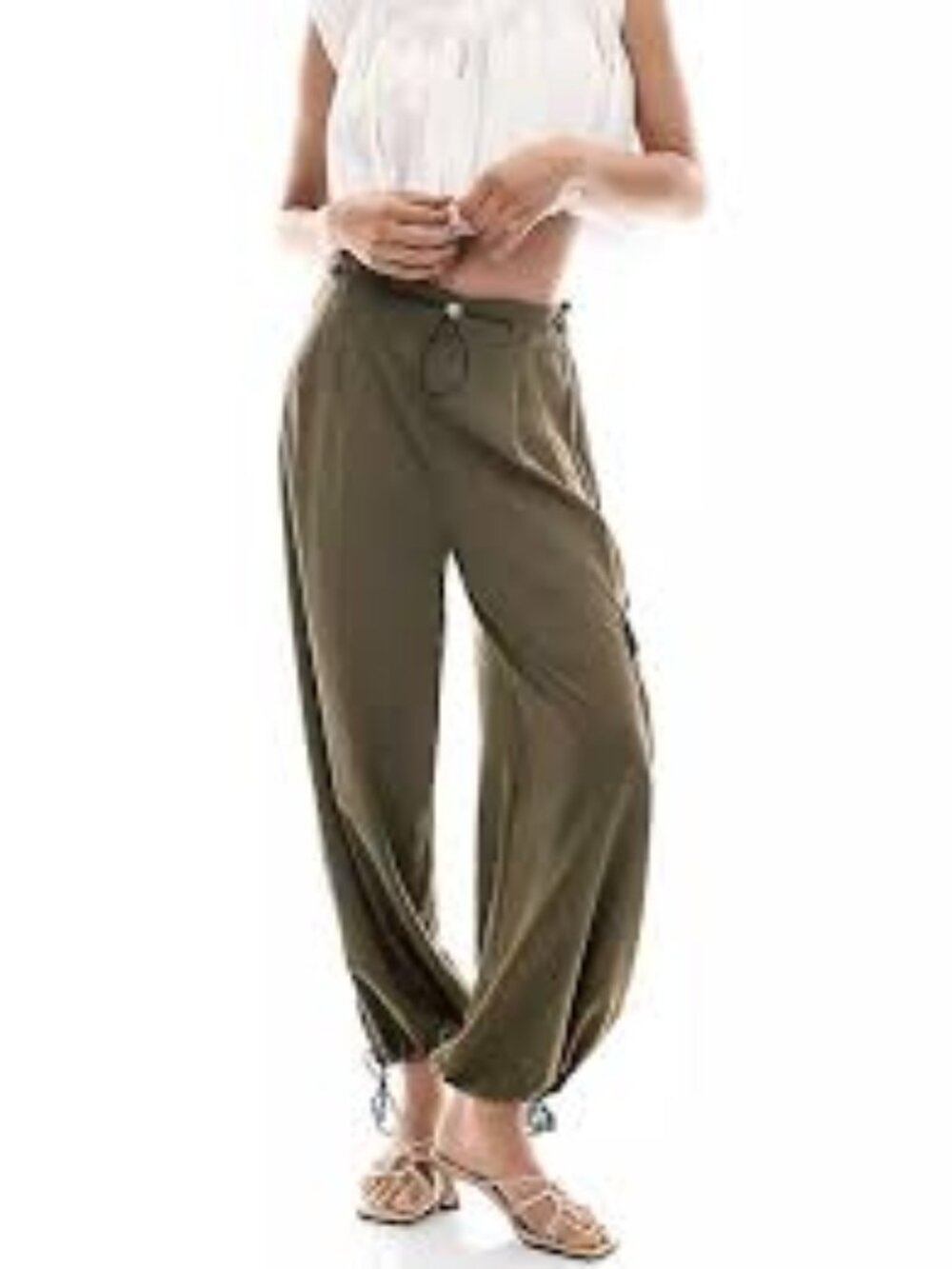Anthropologie bungee parachute green olive  pant joggers  women’s sz Medium